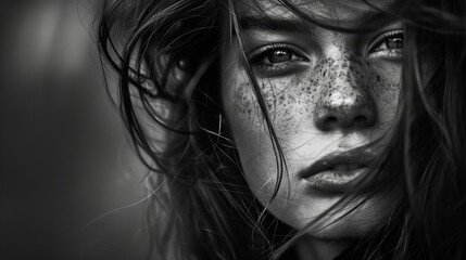 Fototapeta premium portrait of a beautiful model woman in black and white