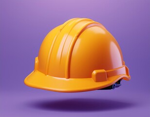Fototapeta premium 3D bright yellow hardhat floats in mid air, 3D illustration, 3D illustration