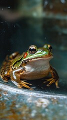 Frog isolated on metal background