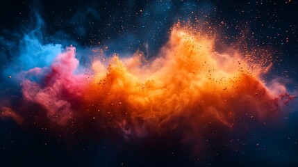 Fototapeta premium Colorful cloud of smoke billowing against a dark background