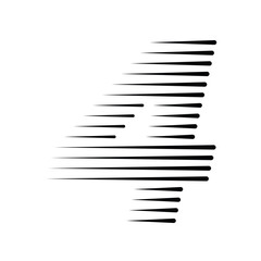 Number 4 with Abstract Line Pattern