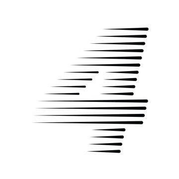 Number 4 logo with abstract geometric speed motion lines