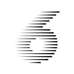 Number 6 with Abstract Line Pattern