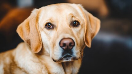 A close up of a dog looking at the camera with its eyes open, AI
