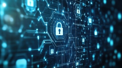 Fototapeta premium Secure digital medical records system with data encryption symbols, highlighting the importance of patient privacy