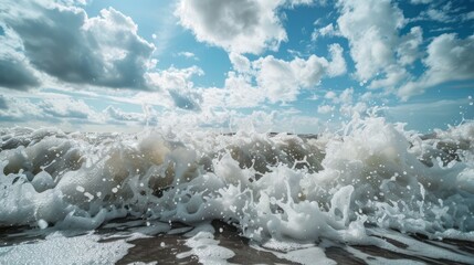 Beautiful storm Baltic sea in Sunny summer's day