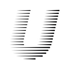 Letter U Logo with Horizontal Speed Line Pattern