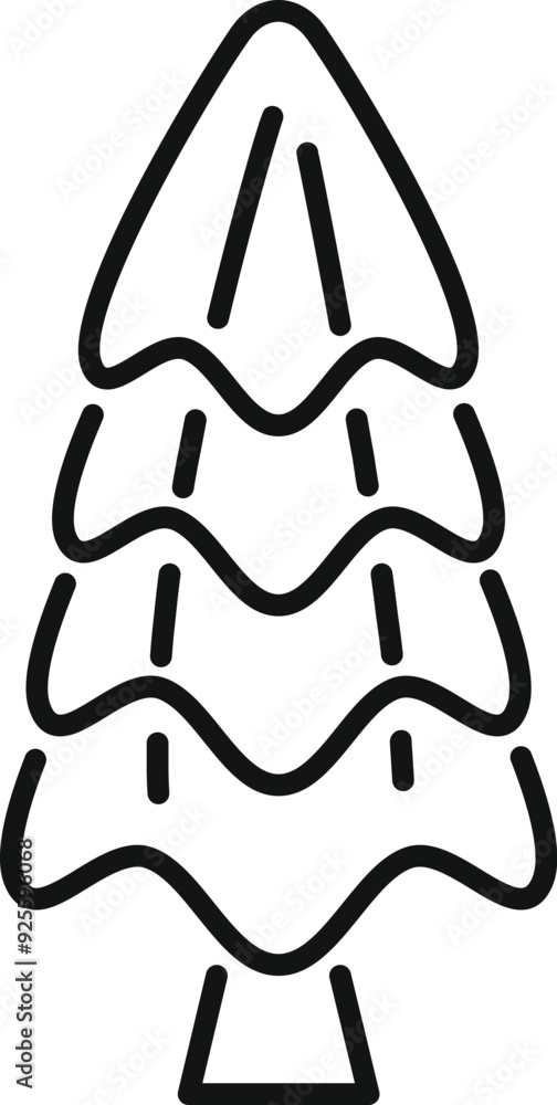 Poster simple christmas tree icon with a unique wavy branch design