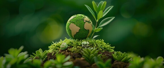 Circular Economy Icon In A Globe On A Nature Background, Symbolizing Sustainable Practices And Resource Efficiency