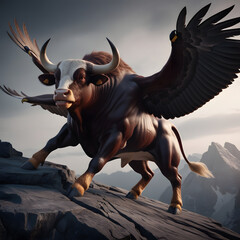 Fototapeta premium bull eagle , winged bull 