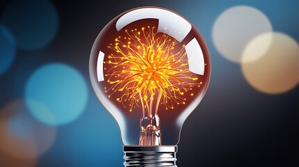 Turned on light bulb with unique electrical design shining, represents concept of ideas and new thoughts