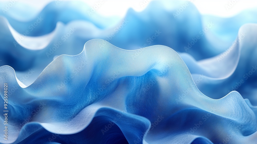 Aufkleber abstract blue fabric waves creating a soft, flowing texture with subtle gradients in natural light