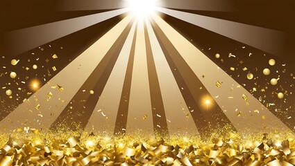 Gold and yellow burst of light on black background, celebration and party related design
