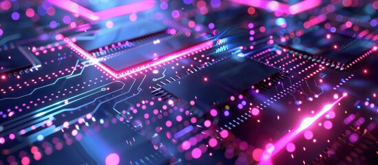 Obraz premium Circuit Board with Glowing Lights