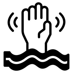 Person drowning in water icon. 