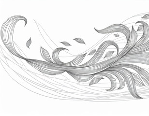 Fototapeta premium Abstract Wind and Leaves Sweeping Lines and Scattered Leaf Shapes in Motion