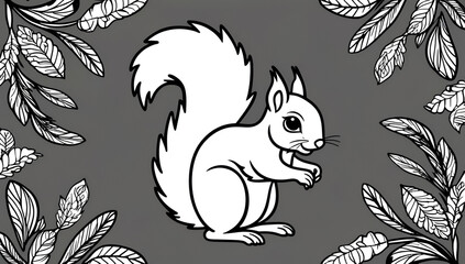 Naklejka premium Coloring page cute squirrel