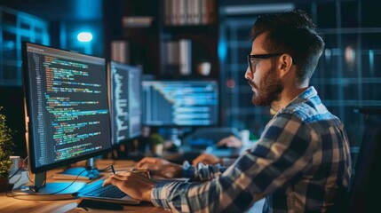 Fototapeta premium Ethical Hacker Conducting Vulnerability Assessments to Strengthen IT Systems and Cybersecurity Defenses