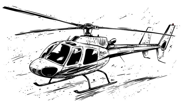 recommend clip art: A sketched illustration of a helicopter in flight.