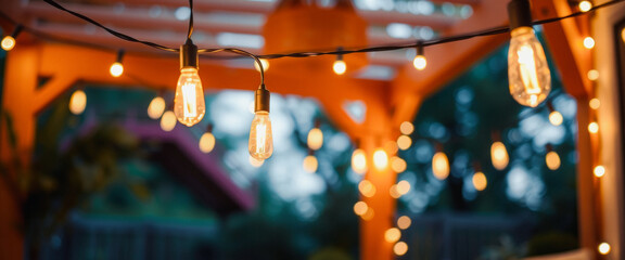 Warm String Lights Against a Blurry Background