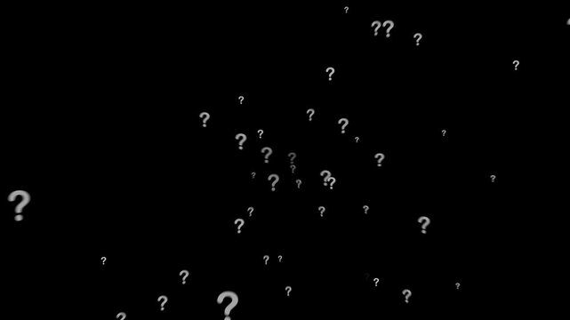 Question marks flying animated. Questions marks animated flying particles black background alpha channel
