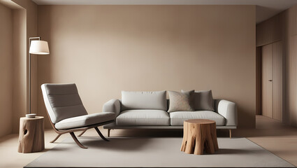 "Designing a Modern Living Room with Rustic Minimalist Elements and Warm Lighting in Ultra-Realistic Detail Using Generative AI"