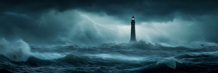 Dramatic cloudscape of dark and stormy sky meets a vibrant ocean under golden sunset light