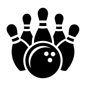 recommend clip art: Black silhouette sport bowling target hit strike ball icon and vector illustration