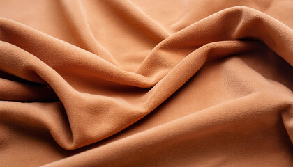Brown fabric with soft folds and gentle ripples. Generative AI