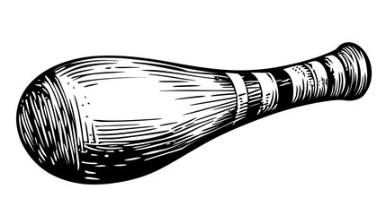 A traditional wooden club or bat used in sports or games.