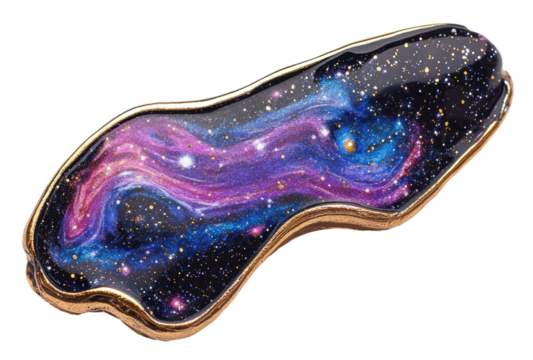 Colorful cosmic abstract art piece on display, cut out - stock png.