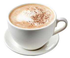 Obraz premium Hot cappuccino served in a white cup, cut out - stock png.