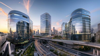 Fototapeta premium Modern Architecture at Sunset in Paris