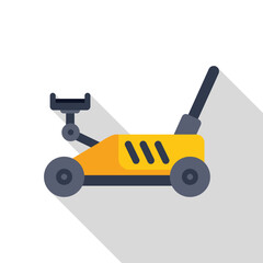 Illustration of a yellow hydraulic trolley jack with a long shadow, perfect for automotive and engineering themes