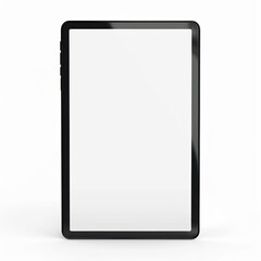 Sleek Black Tablet with Blank Screen: A modern digital device on a pristine white background, ready for your website or app design. 