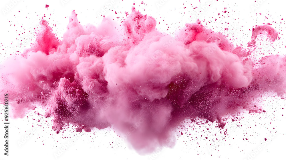 Poster a vibrant pink powder explosion creating a dynamic visual effect.