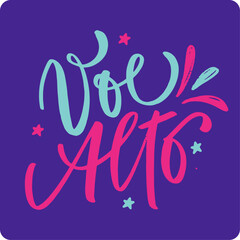 Voe alto. fly high in brazilian portuguese. Modern hand Lettering. vector.