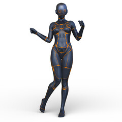 女性サイボーグ　3DCGレンダリング