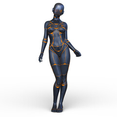 女性サイボーグ　3DCGレンダリング
