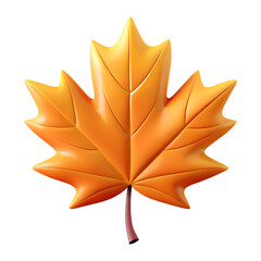 Autumn orange maple leaf 3d rendered illustration isolated. Autumn concept design