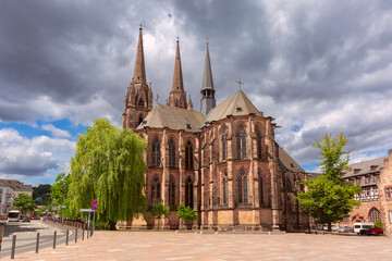 St. Elizabeths Church in Marburg Germany captured on a cloudy summer day