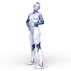 女性サイボーグ　3DCGレンダリング