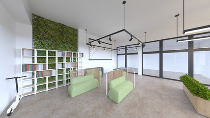 オフィス空間　3DCGレンダリング