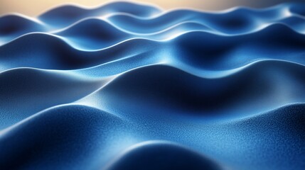 Obraz premium Gentle blue waves created by soft fabric draping on a surface under diffused light