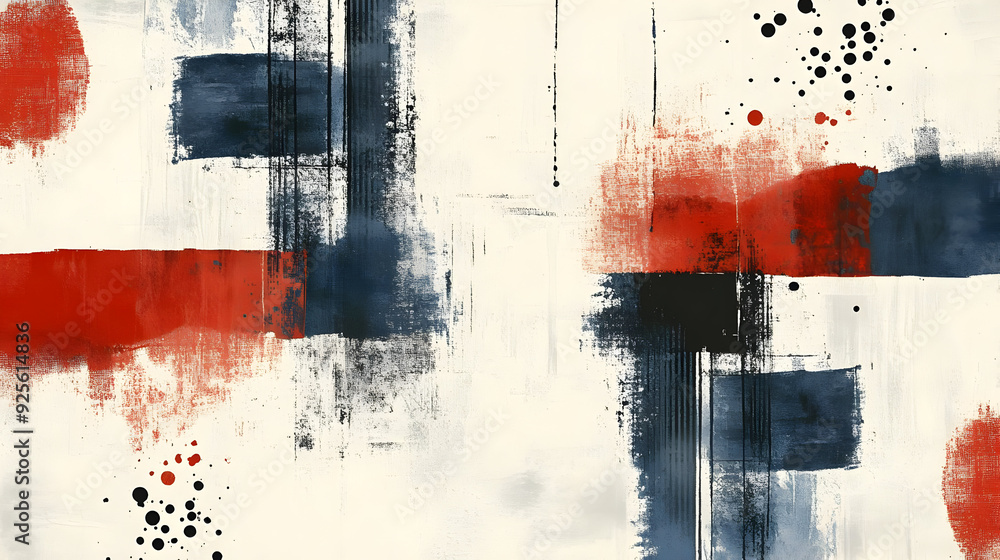 Poster abstract artwork featuring bold colors and brush strokes, creating a dynamic visual composition.