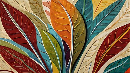 Colorful leaves digital design plants and flowers fantasy colorful illustration