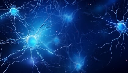 abstract blue background with stars, CONNECTTION, BIOLOGY