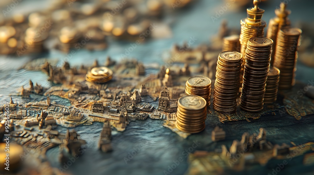 Poster conceptual 3d rendering of economics and global trade dynamics