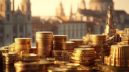 3D Rendered Visualization of Economics Trade and Financial Capital Concepts