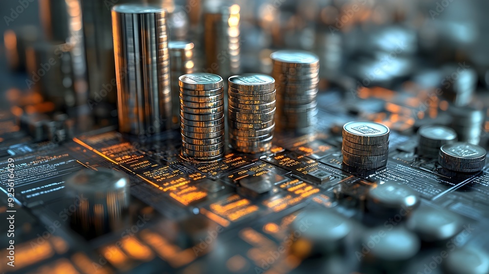 Aufkleber a 3d rendered image depicting economic and financial concepts with currency and forecast analytics